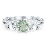 Minimalist Round Natural Stone Solitaire Ring