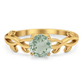 Minimalist Round Natural Stone Solitaire Ring