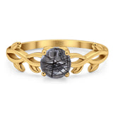Minimalist Round Natural Stone Solitaire Ring