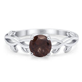 Minimalist Round Natural Stone Solitaire Ring