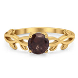 Minimalist Round Natural Stone Solitaire Ring