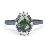 Art Deco Oval Natural Stone Beaded Ring