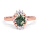 Art Deco Oval Natural Stone Beaded Ring