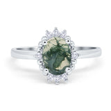 Art Deco Oval Natural Stone Beaded Ring