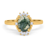 Art Deco Oval Natural Stone Beaded Ring