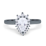 Art Deco Pear Natural Stone Wedding Ring