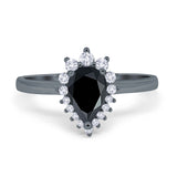 Art Deco Pear Natural Stone Wedding Ring