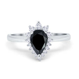 Art Deco Pear Natural Stone Wedding Ring