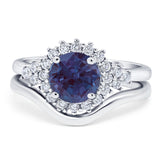 Two Piece Round Natural Stone Cluster Ring