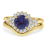 Two Piece Round Natural Stone Cluster Ring