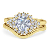 Two Piece Round Natural Stone Cluster Ring
