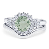 Two Piece Round Natural Stone Cluster Ring