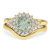 Two Piece Round Natural Stone Cluster Ring