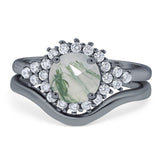 Two Piece Round Natural Stone Cluster Ring