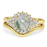 Two Piece Round Natural Stone Cluster Ring