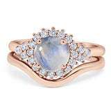 Two Piece Round Natural Stone Cluster Ring