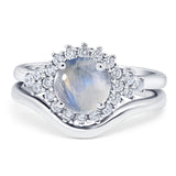 Two Piece Round Natural Stone Cluster Ring