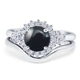 Two Piece Round Natural Stone Cluster Ring