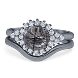 Two Piece Round Natural Stone Cluster Ring
