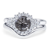 Two Piece Round Natural Stone Cluster Ring