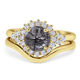 Two Piece Round Natural Stone Cluster Ring
