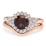 Two Piece Round Natural Stone Cluster Ring