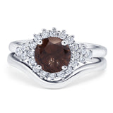 Two Piece Round Natural Stone Cluster Ring