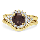 Two Piece Round Natural Stone Cluster Ring