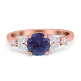 Art Deco Round Natural Stone Leaf Style Ring