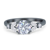 Art Deco Round Natural Stone Leaf Style Ring