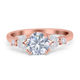 Art Deco Round Natural Stone Leaf Style Ring