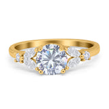 Art Deco Round Natural Stone Leaf Style Ring