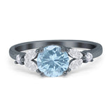 Art Deco Round Natural Stone Leaf Style Ring
