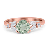 Art Deco Round Natural Stone Leaf Style Ring