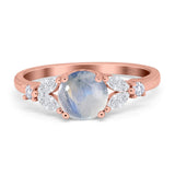 Art Deco Round Natural Stone Leaf Style Ring