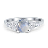 Art Deco Round Natural Stone Leaf Style Ring