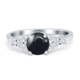 Art Deco Round Natural Stone Leaf Style Ring