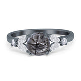 Art Deco Round Natural Stone Leaf Style Ring