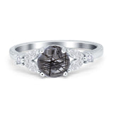 Art Deco Round Natural Stone Leaf Style Ring