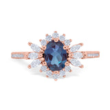 Art Deco Oval Natural Stone Floral Ring