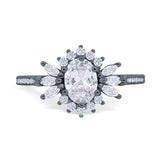 Art Deco Oval Natural Stone Floral Ring