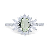 Art Deco Oval Natural Stone Floral Ring