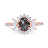 Art Deco Oval Natural Stone Floral Ring