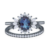 Two Piece Oval Natural Stone Bridal Ring