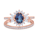 Two Piece Oval Natural Stone Bridal Ring