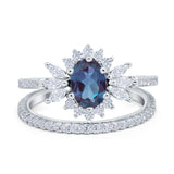 Two Piece Oval Natural Stone Bridal Ring