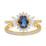Two Piece Oval Natural Stone Bridal Ring