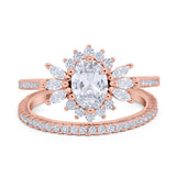 Two Piece Oval Natural Stone Bridal Ring