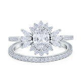Two Piece Oval Natural Stone Bridal Ring