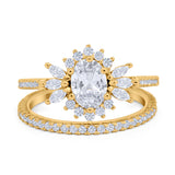 Two Piece Oval Natural Stone Bridal Ring